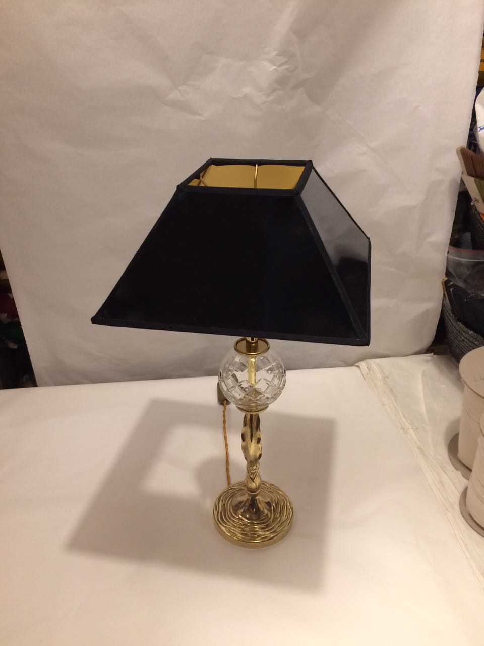 Lampada in ottone e cristallo